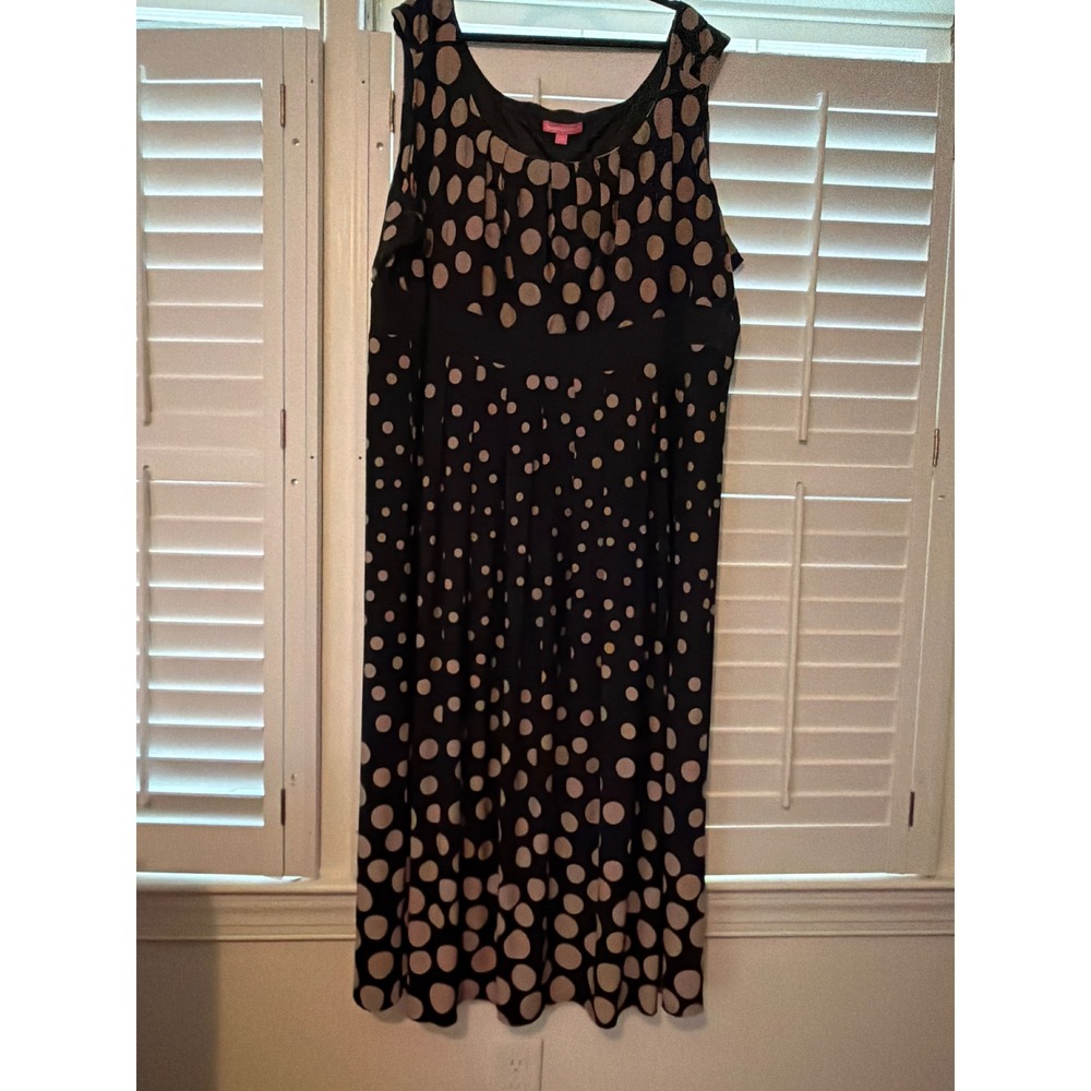 Woman Within dress black with gold circles sleeveless